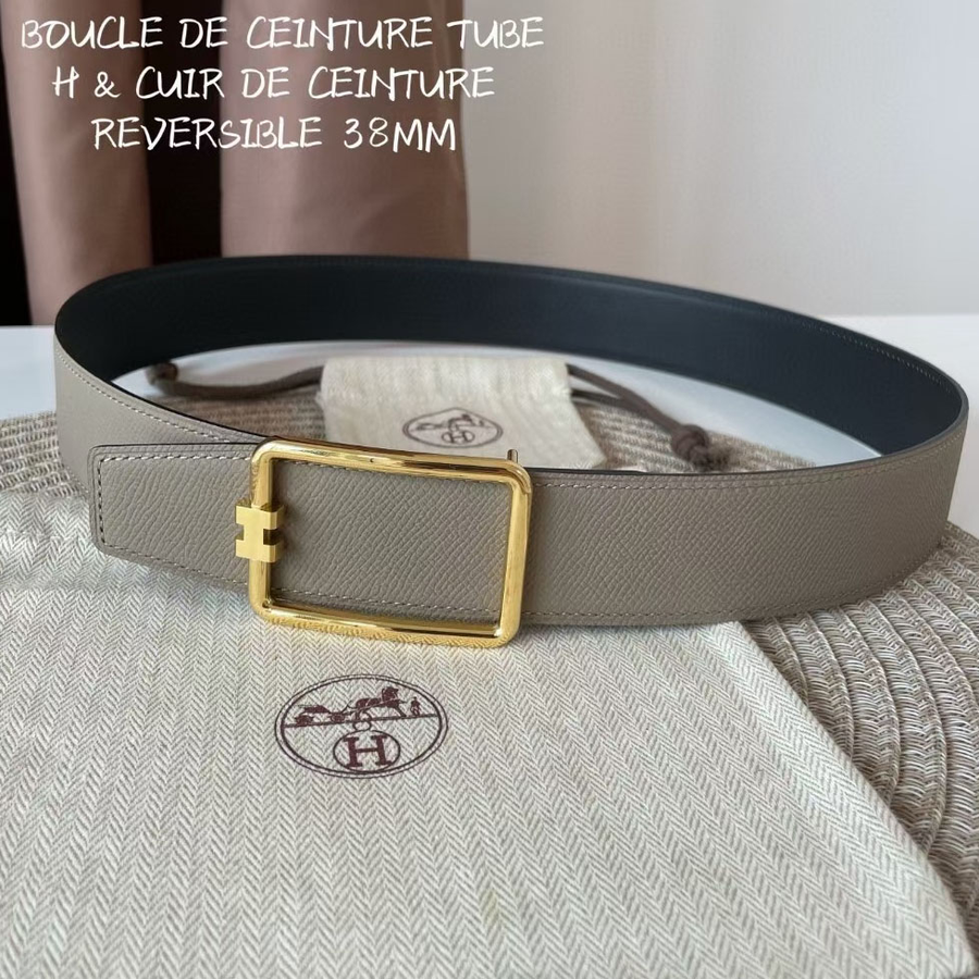 에르메스 2021 BOUCLE DE CEINTURE TUBE H & CUIR DE CEINTURE REVERSIBLE 38MM 벨트